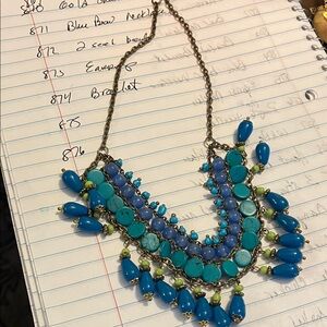 Blue and Turquoise Statement Necklace 875